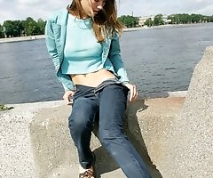 Bubble booty gets caught by tight jeans